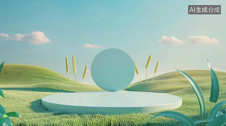 ai数字艺术3d风格产品展台绿色麦田